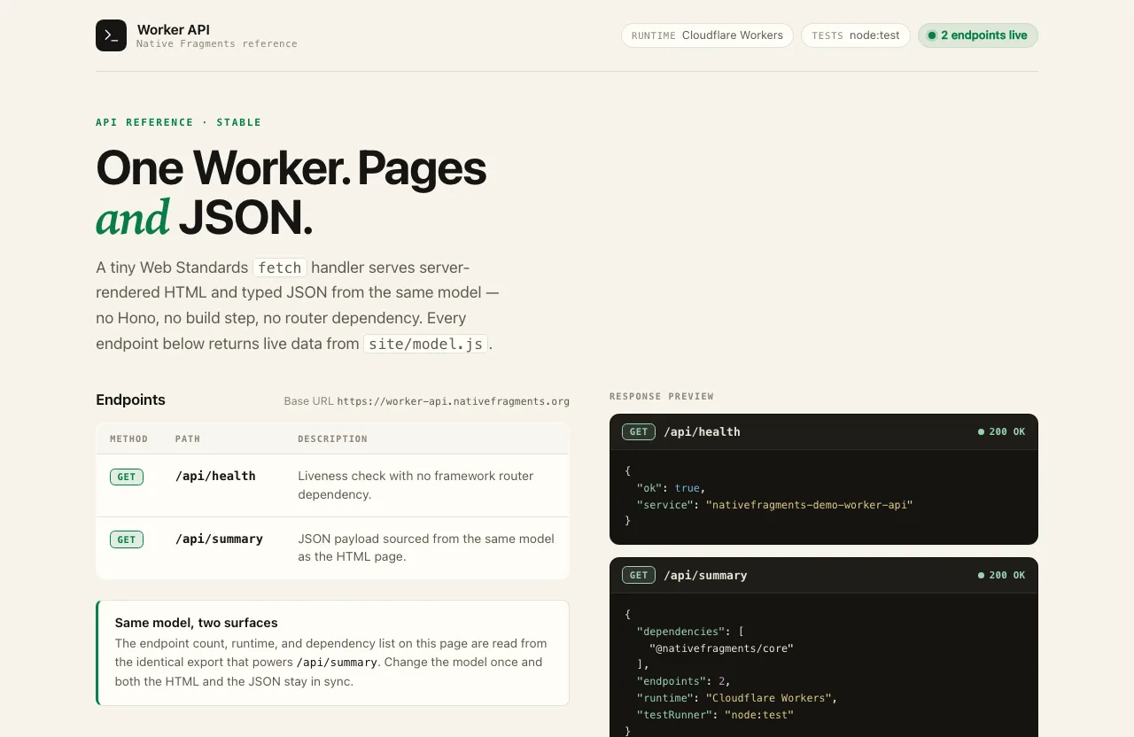 Worker API screenshot